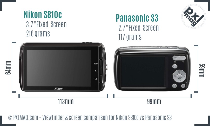 Nikon S810c vs Panasonic S3 Screen and Viewfinder comparison