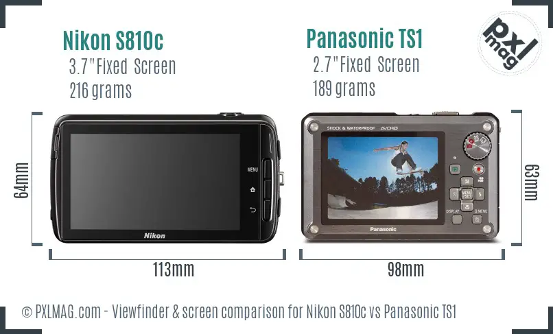Nikon S810c vs Panasonic TS1 Screen and Viewfinder comparison