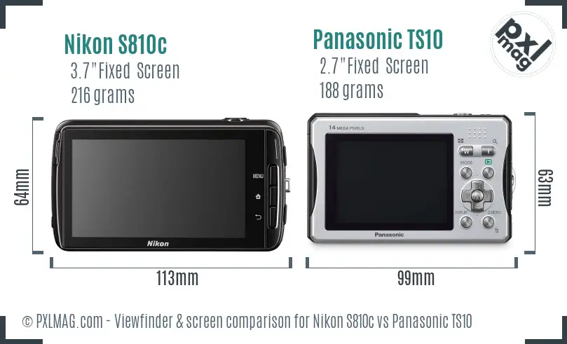 Nikon S810c vs Panasonic TS10 Screen and Viewfinder comparison