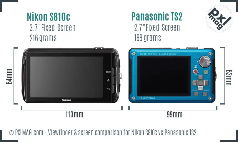 Nikon S810c vs Panasonic TS2 Screen and Viewfinder comparison