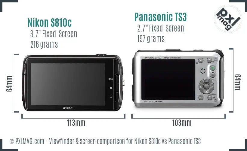 Nikon S810c vs Panasonic TS3 Screen and Viewfinder comparison Nikon S810c vs Panasonic TS3 Screen and Viewfinder comparison