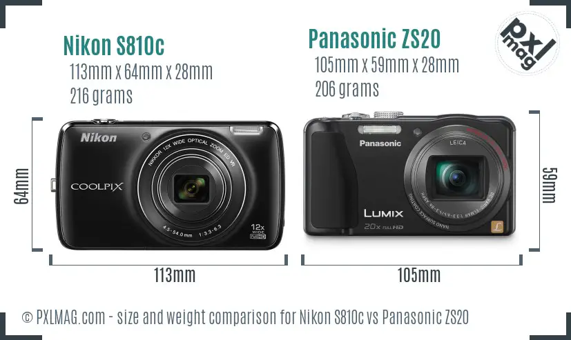 Nikon S810c vs Panasonic ZS20 size comparison Nikon S810c vs Panasonic ZS20 size comparison