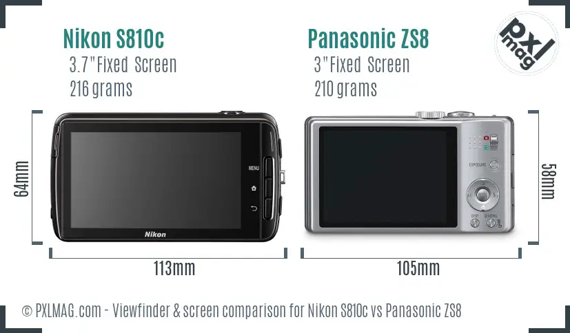 Nikon S810c vs Panasonic ZS8 Screen and Viewfinder comparison Nikon S810c vs Panasonic ZS8 Screen and Viewfinder comparison
