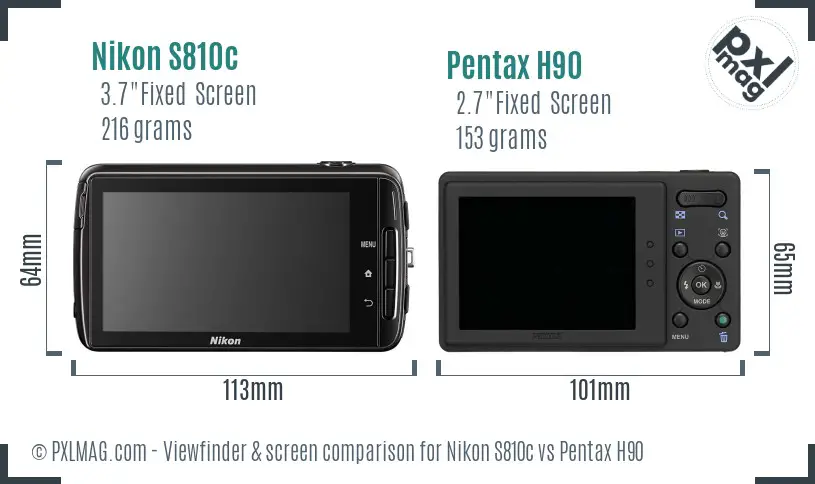 Nikon S810c vs Pentax H90 Screen and Viewfinder comparison