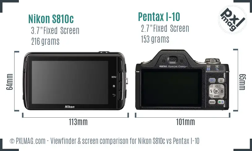 Nikon S810c vs Pentax I-10 Screen and Viewfinder comparison Nikon S810c vs Pentax I-10 Screen and Viewfinder comparison