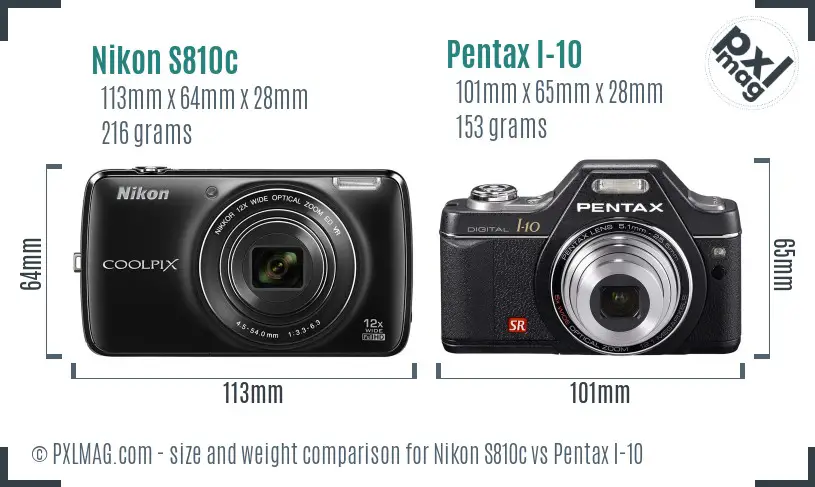Nikon S810c vs Pentax I-10 size comparison Nikon S810c vs Pentax I-10 size comparison