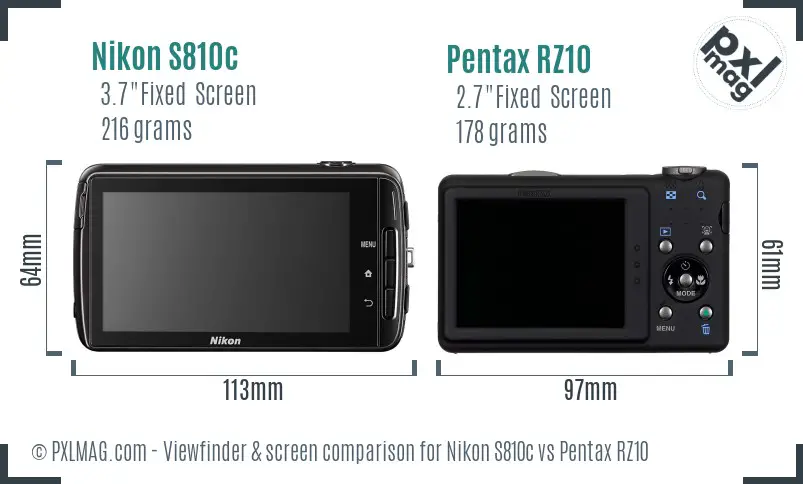 Nikon S810c vs Pentax RZ10 Screen and Viewfinder comparison Nikon S810c vs Pentax RZ10 Screen and Viewfinder comparison