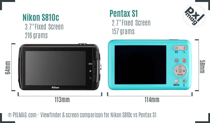 Nikon S810c vs Pentax S1 Screen and Viewfinder comparison