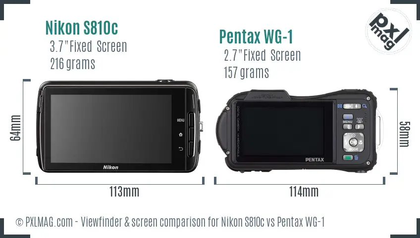 Nikon S810c vs Pentax WG-1 Screen and Viewfinder comparison
