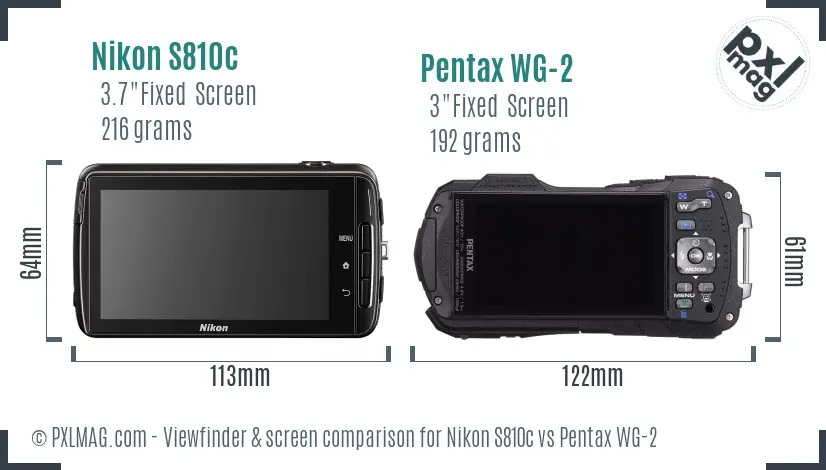 Nikon S810c vs Pentax WG-2 Screen and Viewfinder comparison