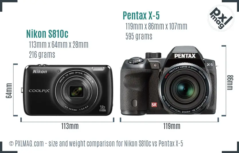 Nikon S810c vs Pentax X-5 size comparison Nikon S810c vs Pentax X-5 size comparison