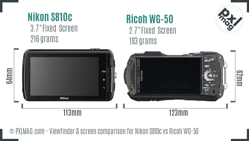 Nikon S810c vs Ricoh WG-50 Screen and Viewfinder comparison Nikon S810c vs Ricoh WG-50 Screen and Viewfinder comparison