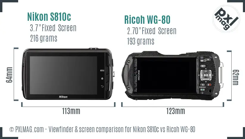 Nikon S810c vs Ricoh WG-80 Screen and Viewfinder comparison