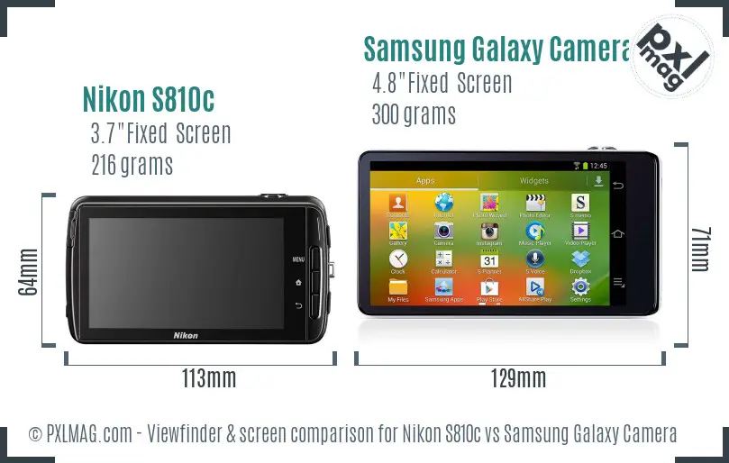 Nikon S810c vs Samsung Galaxy Camera Screen and Viewfinder comparison Nikon S810c vs Samsung Galaxy Camera Screen and Viewfinder comparison