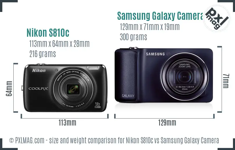 Nikon S810c vs Samsung Galaxy Camera size comparison Nikon S810c vs Samsung Galaxy Camera size comparison