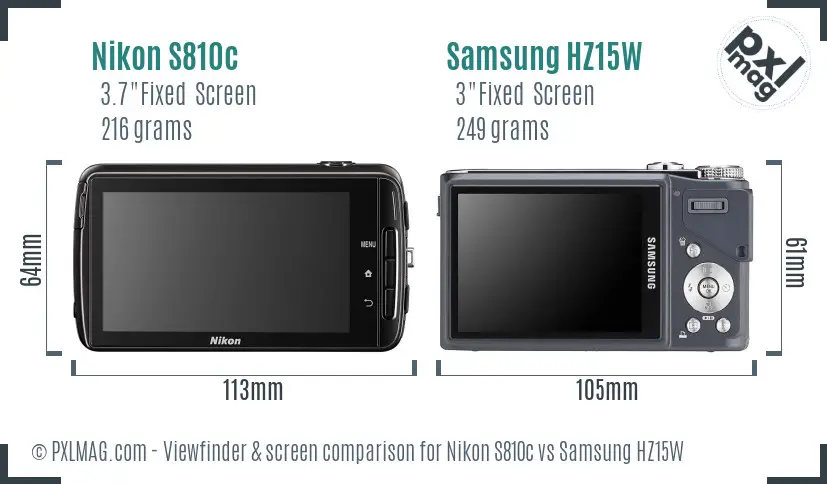 Nikon S810c vs Samsung HZ15W Screen and Viewfinder comparison Nikon S810c vs Samsung HZ15W Screen and Viewfinder comparison
