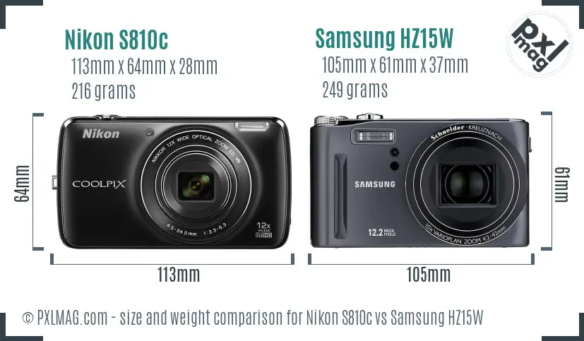 Nikon S810c vs Samsung HZ15W size comparison Nikon S810c vs Samsung HZ15W size comparison