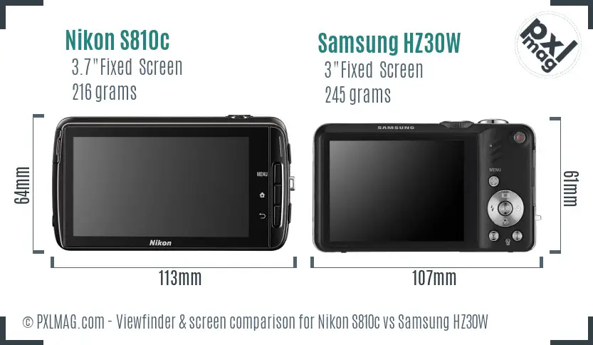 Nikon S810c vs Samsung HZ30W Screen and Viewfinder comparison Nikon S810c vs Samsung HZ30W Screen and Viewfinder comparison