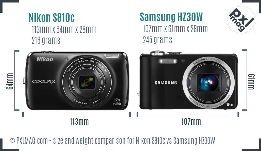 Nikon S810c vs Samsung HZ30W size comparison Nikon S810c vs Samsung HZ30W size comparison