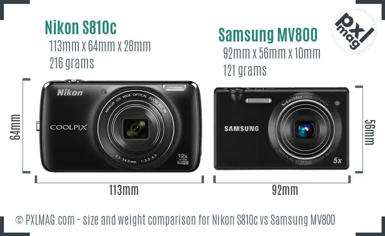 Nikon S810c vs Samsung MV800 size comparison Nikon S810c vs Samsung MV800 size comparison
