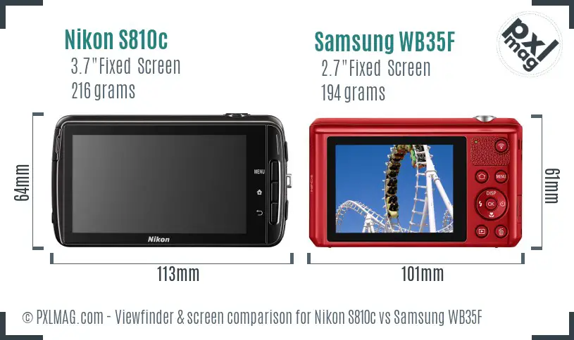 Nikon S810c vs Samsung WB35F Screen and Viewfinder comparison Nikon S810c vs Samsung WB35F Screen and Viewfinder comparison