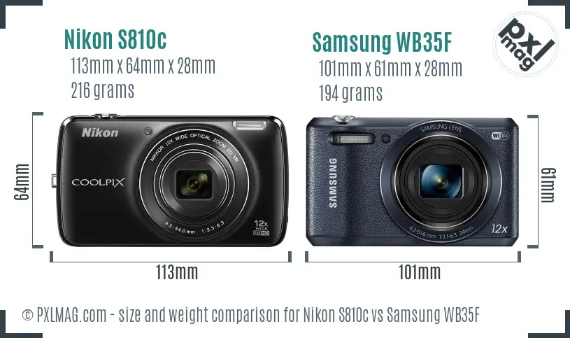 Nikon S810c vs Samsung WB35F size comparison Nikon S810c vs Samsung WB35F size comparison