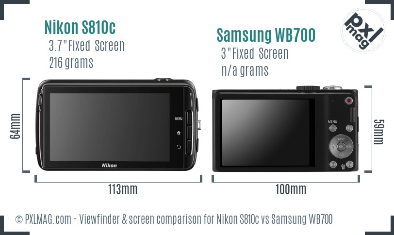 Nikon S810c vs Samsung WB700 Screen and Viewfinder comparison