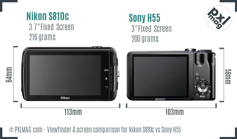 Nikon S810c vs Sony H55 Screen and Viewfinder comparison Nikon S810c vs Sony H55 Screen and Viewfinder comparison