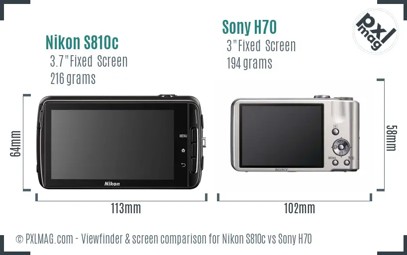 Nikon S810c vs Sony H70 Screen and Viewfinder comparison Nikon S810c vs Sony H70 Screen and Viewfinder comparison