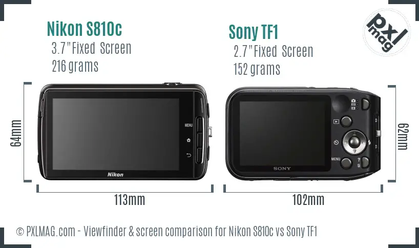 Nikon S810c vs Sony TF1 Screen and Viewfinder comparison