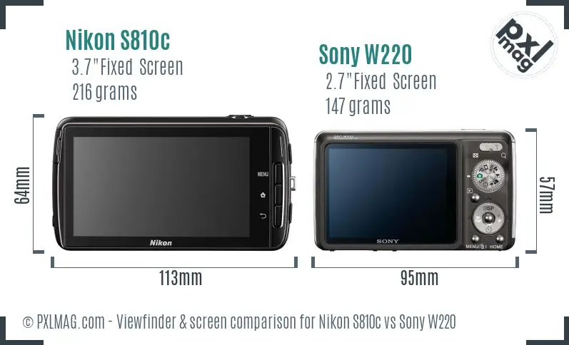 Nikon S810c vs Sony W220 Screen and Viewfinder comparison Nikon S810c vs Sony W220 Screen and Viewfinder comparison