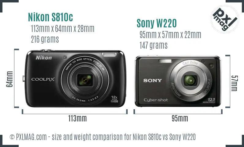 Nikon S810c vs Sony W220 size comparison Nikon S810c vs Sony W220 size comparison