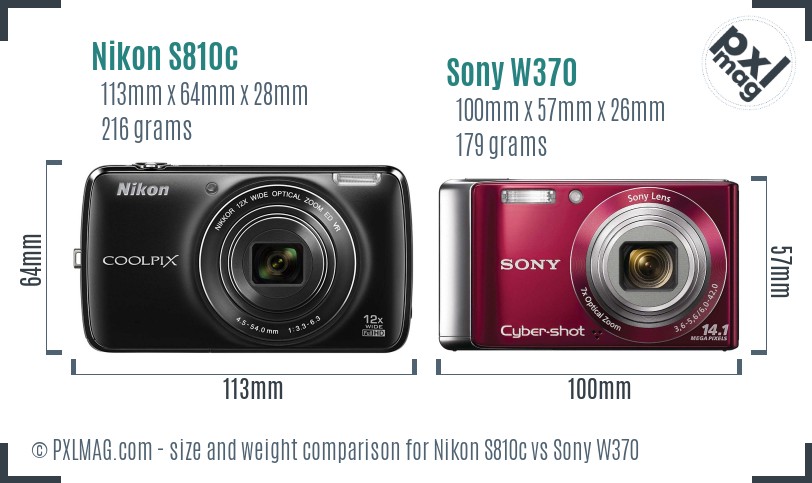 Nikon S810c vs Sony W370 size comparison Nikon S810c vs Sony W370 size comparison