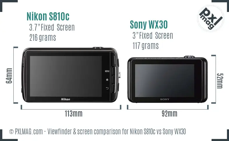 Nikon S810c vs Sony WX30 Screen and Viewfinder comparison Nikon S810c vs Sony WX30 Screen and Viewfinder comparison
