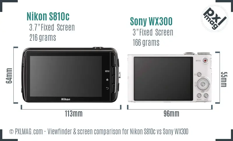 Nikon S810c vs Sony WX300 Screen and Viewfinder comparison Nikon S810c vs Sony WX300 Screen and Viewfinder comparison