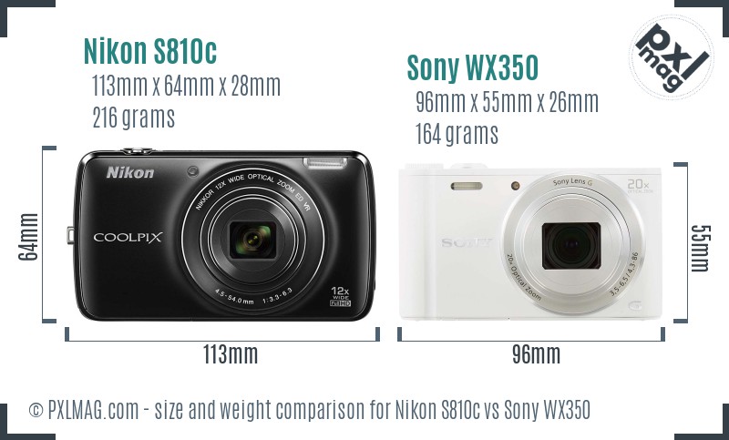 Nikon S810c vs Sony WX350 size comparison Nikon S810c vs Sony WX350 size comparison