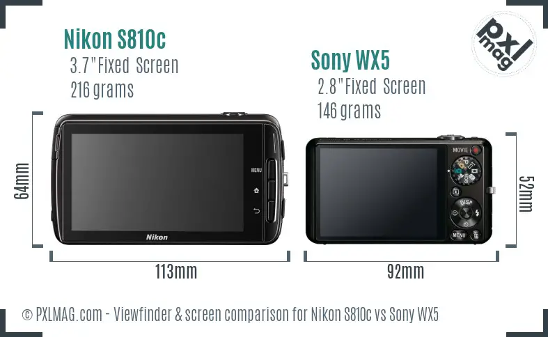Nikon S810c vs Sony WX5 Screen and Viewfinder comparison Nikon S810c vs Sony WX5 Screen and Viewfinder comparison