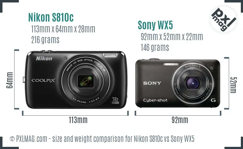 Nikon S810c vs Sony WX5 size comparison Nikon S810c vs Sony WX5 size comparison