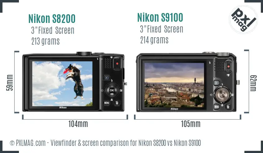Nikon S8200 vs Nikon S9100 Screen and Viewfinder comparison