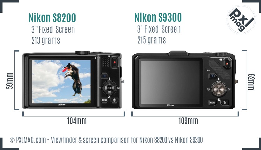 Nikon S8200 vs Nikon S9300 Screen and Viewfinder comparison