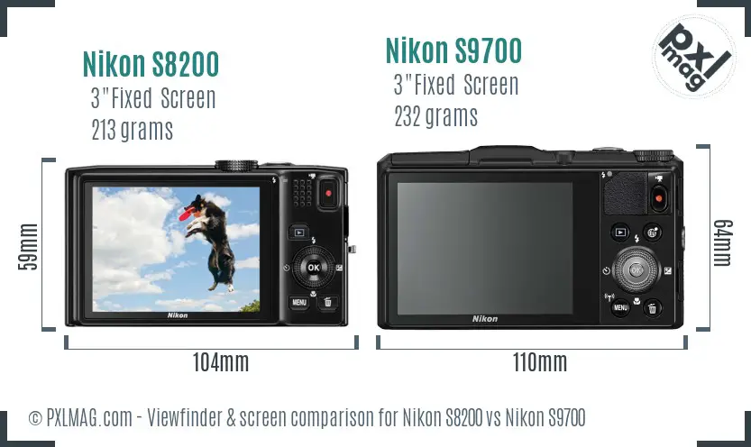 Nikon S8200 vs Nikon S9700 Screen and Viewfinder comparison