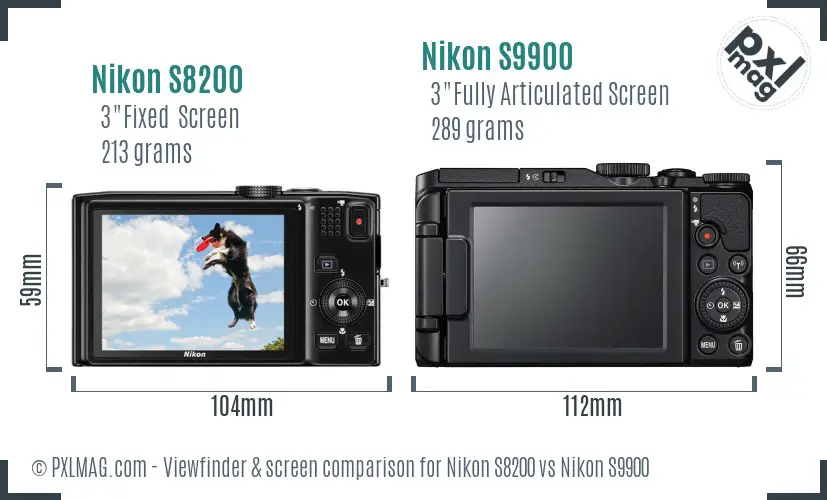 Nikon S8200 vs Nikon S9900 Screen and Viewfinder comparison