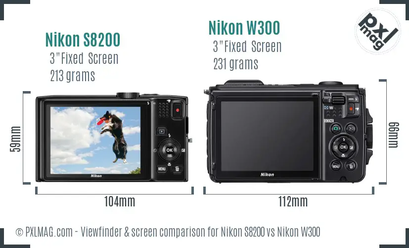 Nikon S8200 vs Nikon W300 Screen and Viewfinder comparison