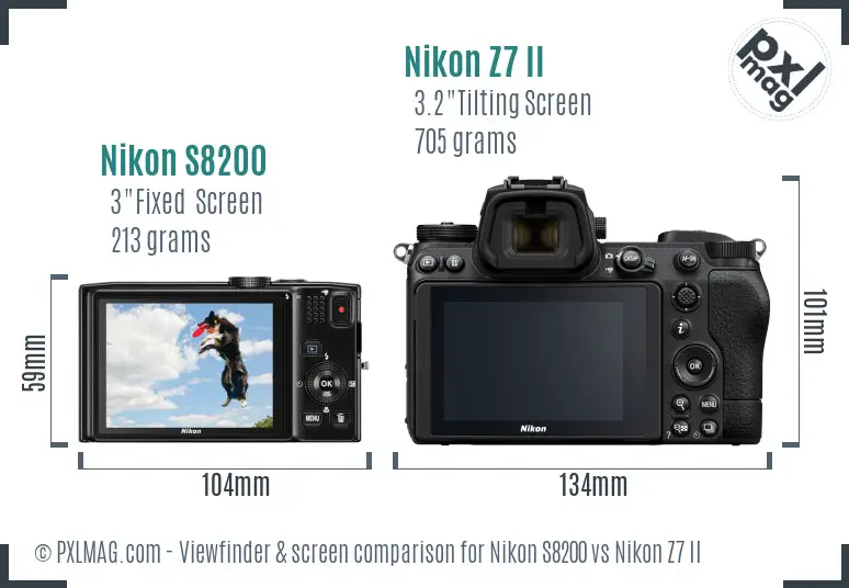 Nikon S8200 vs Nikon Z7 II Screen and Viewfinder comparison