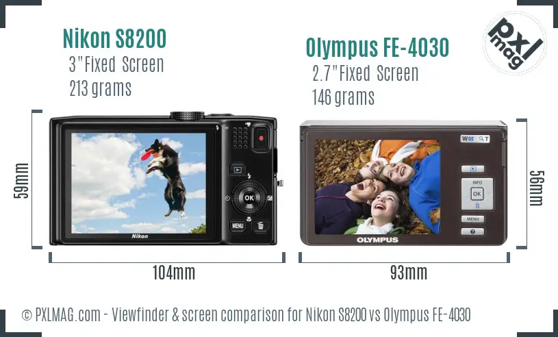 Nikon S8200 vs Olympus FE-4030 Screen and Viewfinder comparison Nikon S8200 vs Olympus FE-4030 Screen and Viewfinder comparison