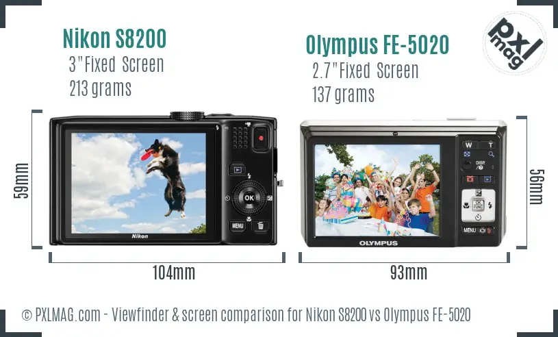 Nikon S8200 vs Olympus FE-5020 Screen and Viewfinder comparison