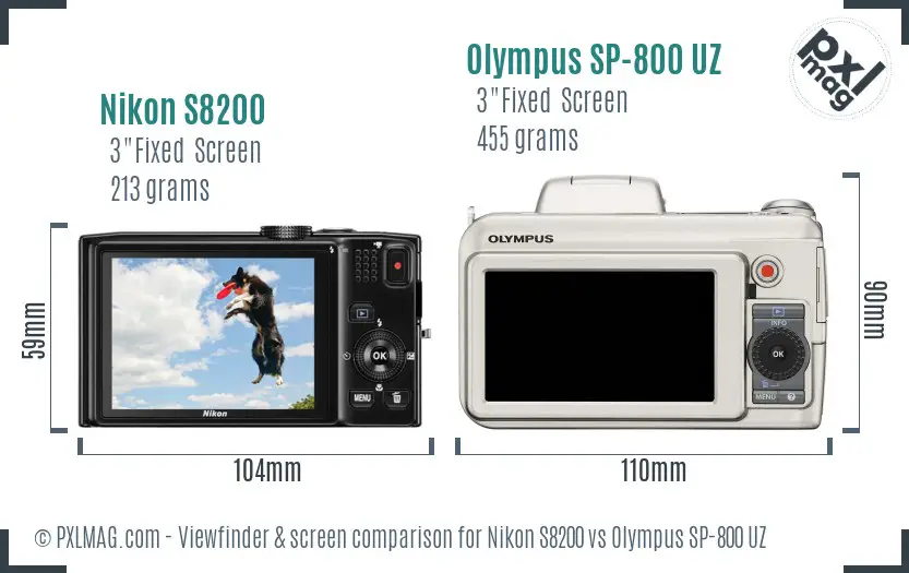 Nikon S8200 vs Olympus SP-800 UZ Screen and Viewfinder comparison Nikon S8200 vs Olympus SP-800 UZ Screen and Viewfinder comparison