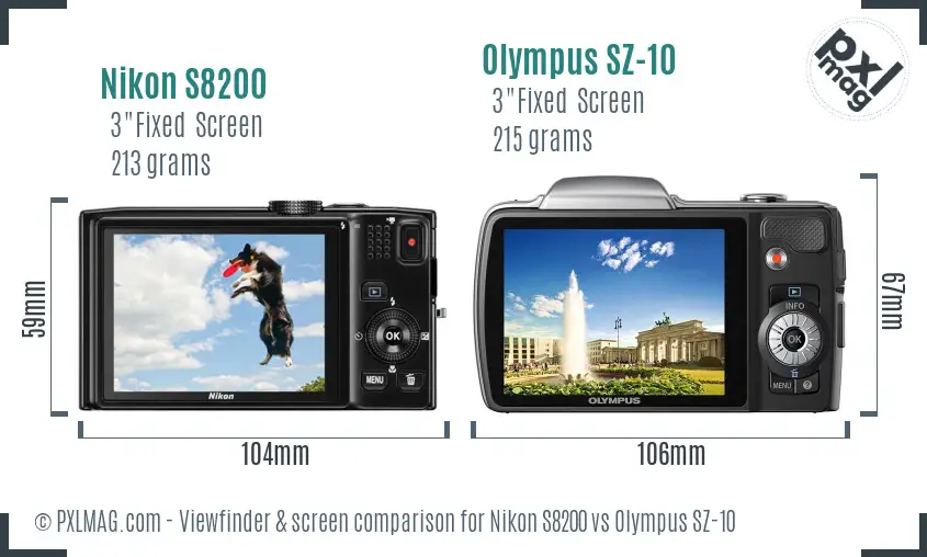 Nikon S8200 vs Olympus SZ-10 Screen and Viewfinder comparison