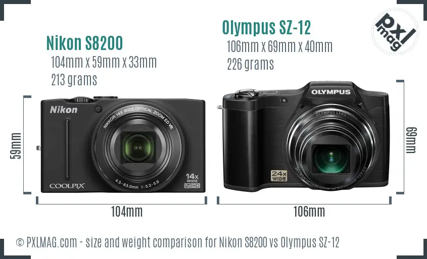 Nikon S8200 vs Olympus SZ-12 size comparison Nikon S8200 vs Olympus SZ-12 size comparison