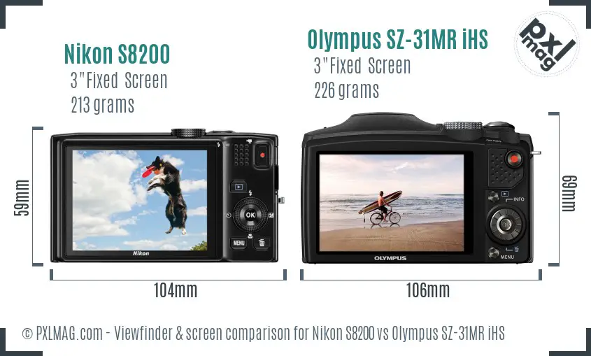 Nikon S8200 vs Olympus SZ-31MR iHS Screen and Viewfinder comparison
